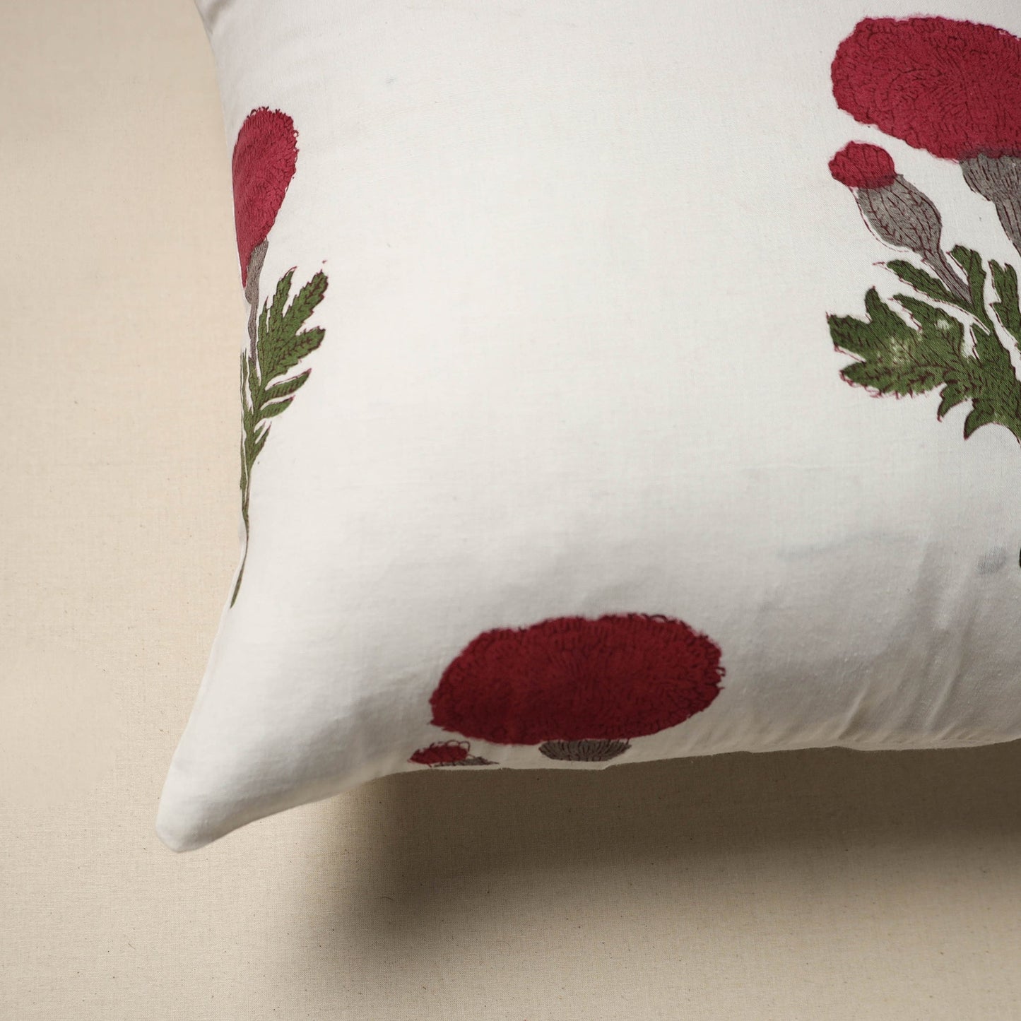 Cotton sanganeri cushion cover (16 x 16 in) 89 - handcrafted