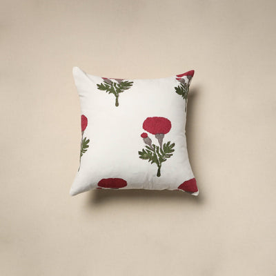 Cotton sanganeri cushion cover (16 x 16 in) 89 - handcrafted