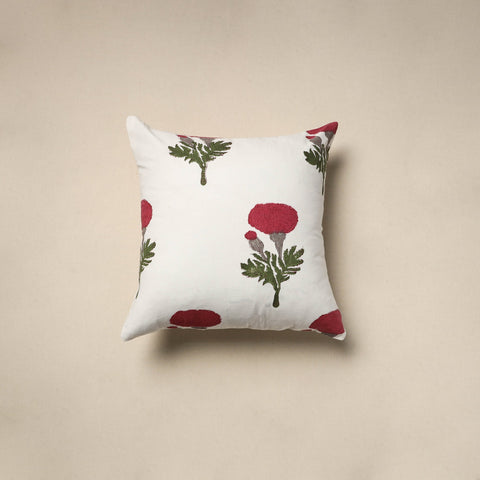 Cotton sanganeri cushion cover (16 x 16 in) 89 - handcrafted