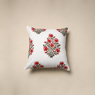Cotton sanganeri cushion cover (16 x 16 in) 96 - handcrafted