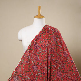 Red Block Print Cotton Sanganeri Fabric