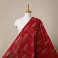 Red Block Print Cotton Sanganeri Fabric