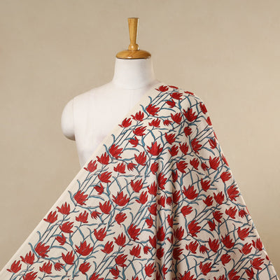 Red - cotton sanganeri fabric 13 - handcrafted