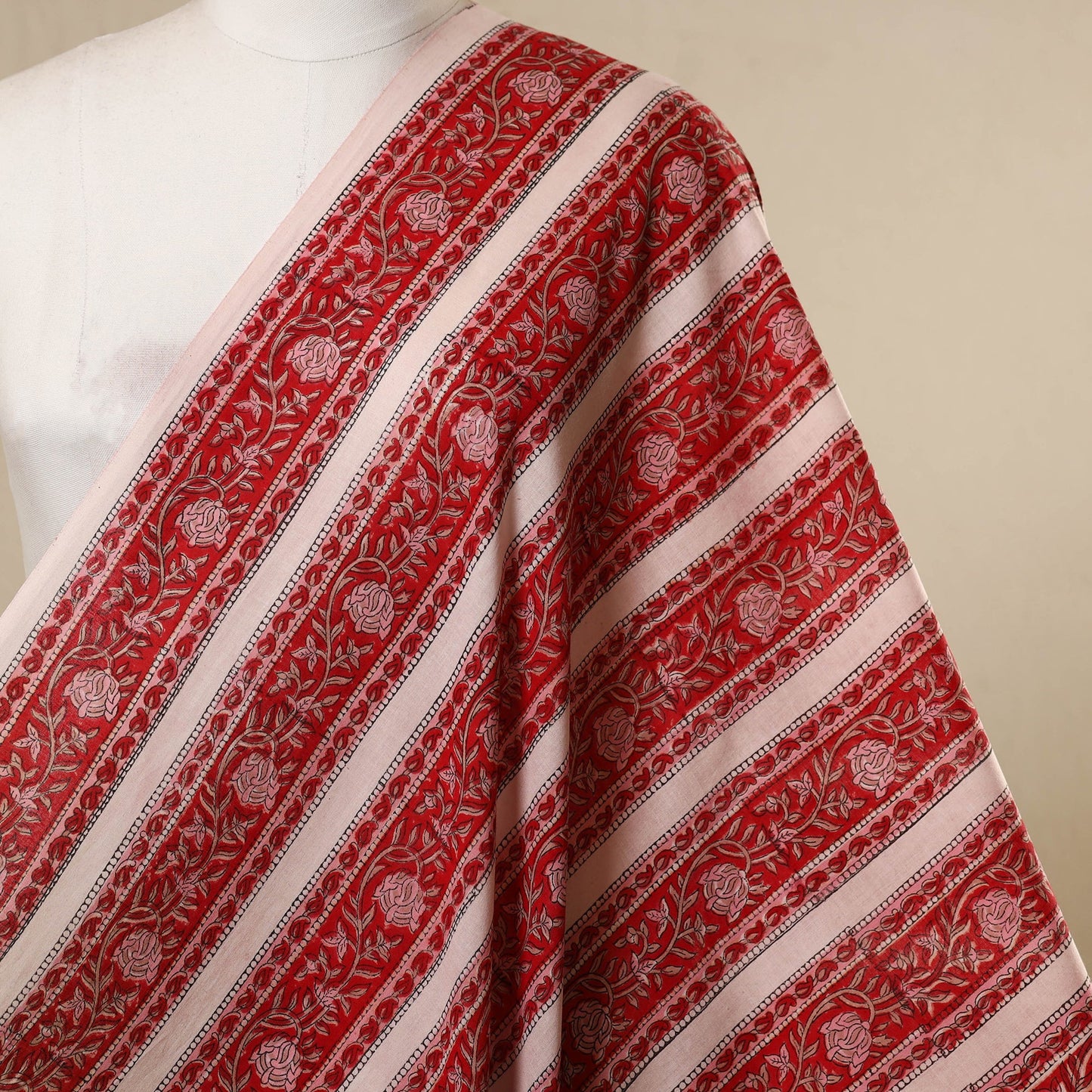 Red - cotton sanganeri fabric 16 - handcrafted