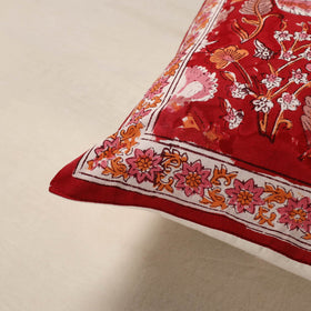 Red - cotton sanganeri floral cushion cover (16 x 16 in) 03