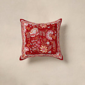Red - cotton sanganeri floral cushion cover (16 x 16 in) 03