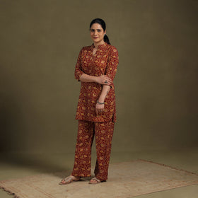 Red Cotton Sanganeri Block Print Co-Ord Set