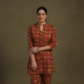 Red Cotton Sanganeri Block Print Co-Ord Set