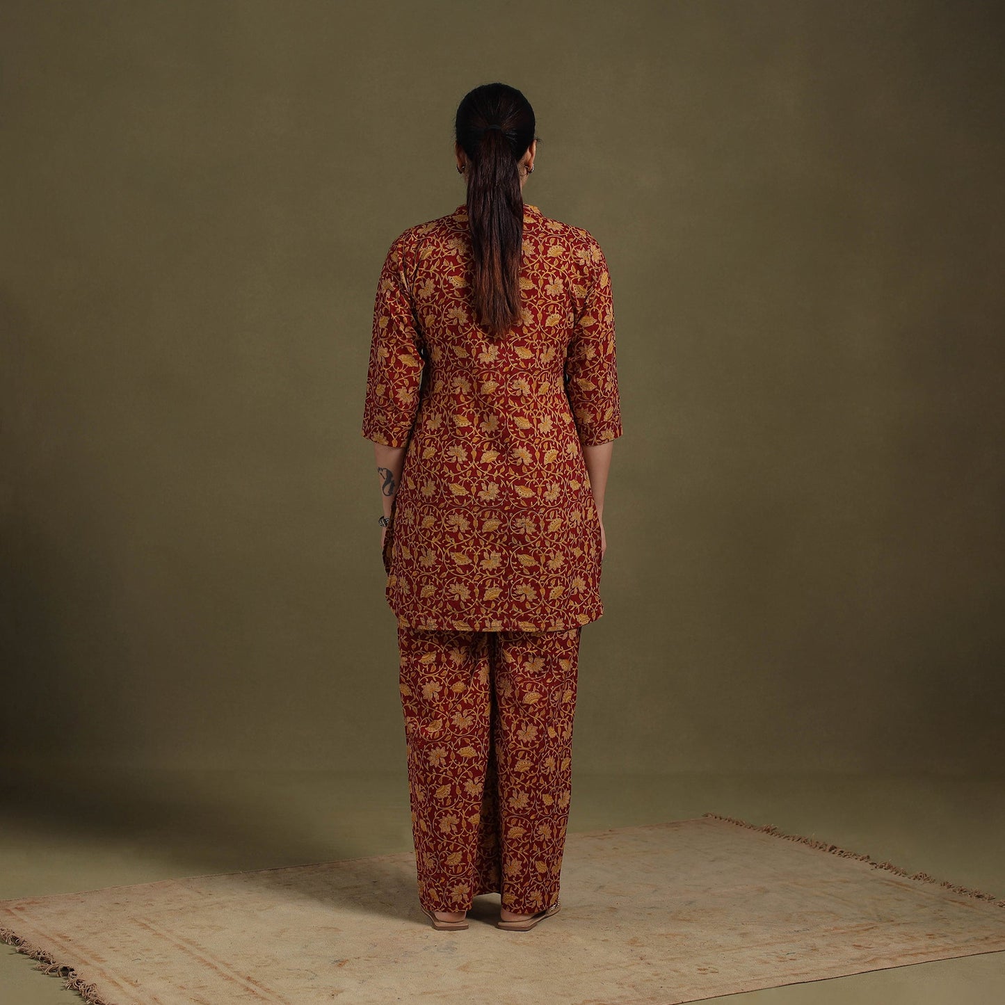 Red Cotton Sanganeri Block Print Co-Ord Set