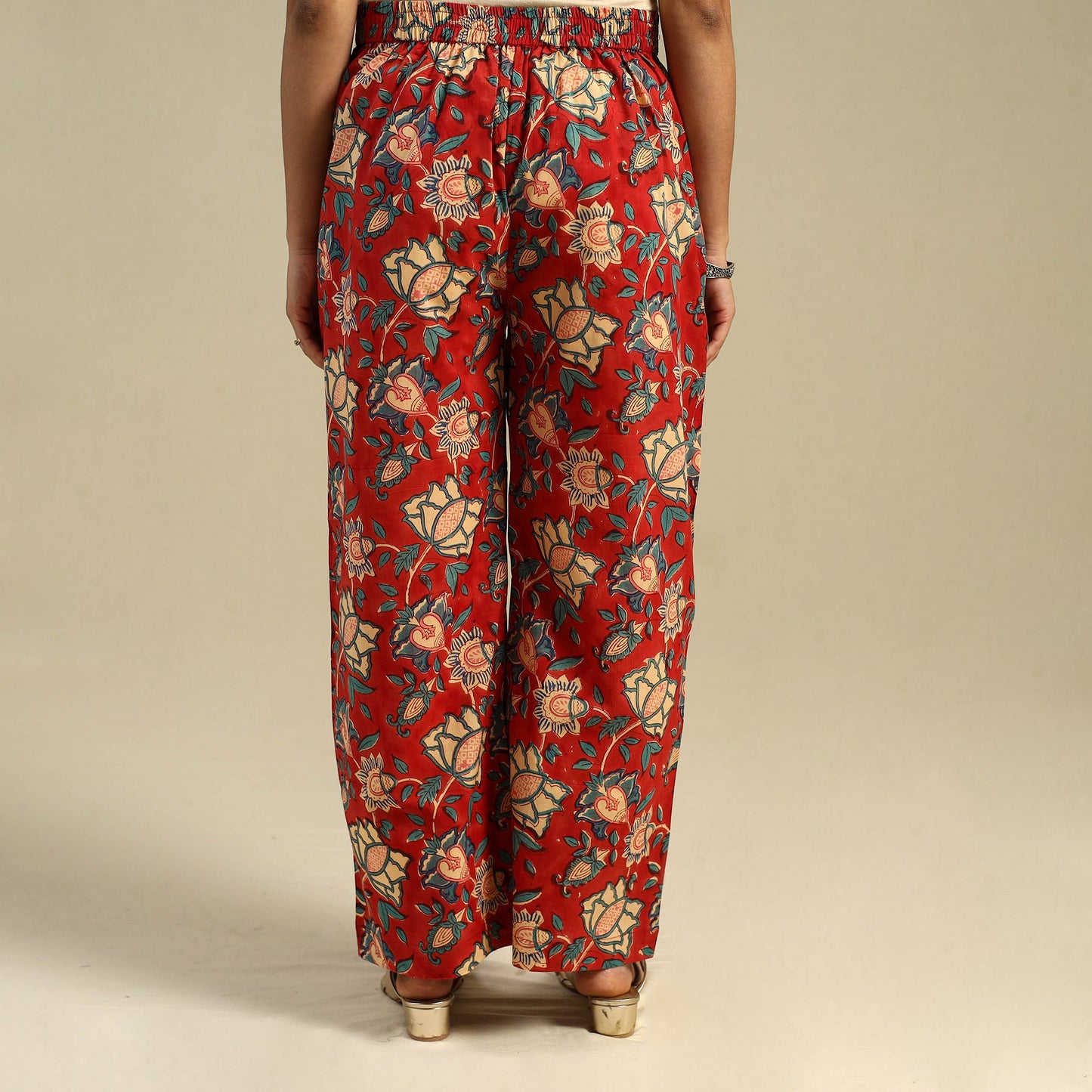 Red Block Print Cotton Sanganeri Palazzo 