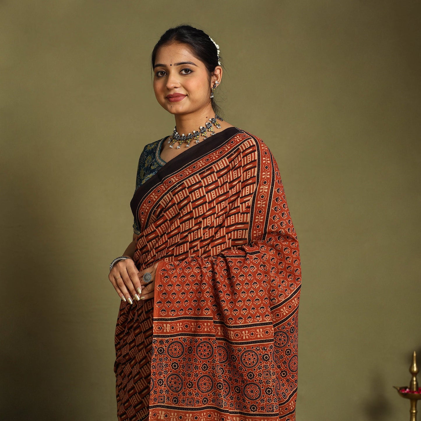 Red - cotton saree 30 - handcrafted