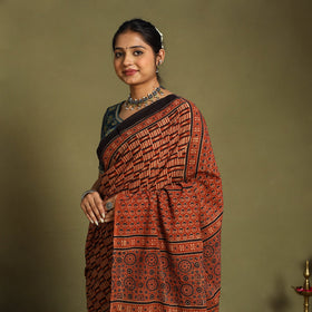 Red - cotton saree 30 - handcrafted