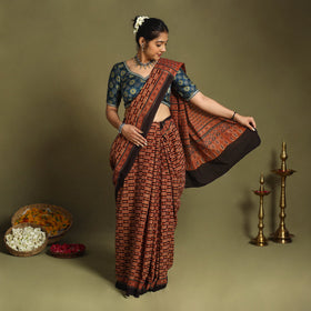 Red - cotton saree 30 - handcrafted