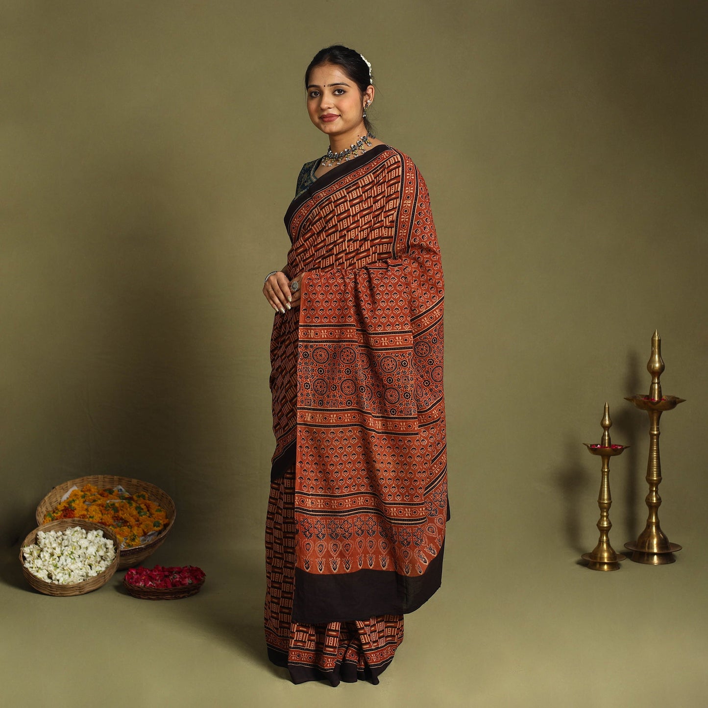 Red - cotton saree 30 - handcrafted