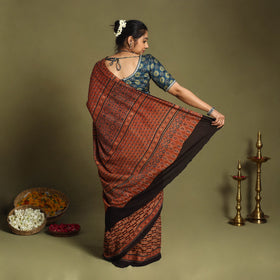 Red - cotton saree 30 - handcrafted