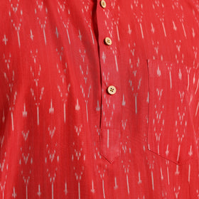  Red Cotton Short Pochampally Ikat Kurta for Men