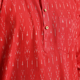  Red Cotton Short Pochampally Ikat Kurta for Men