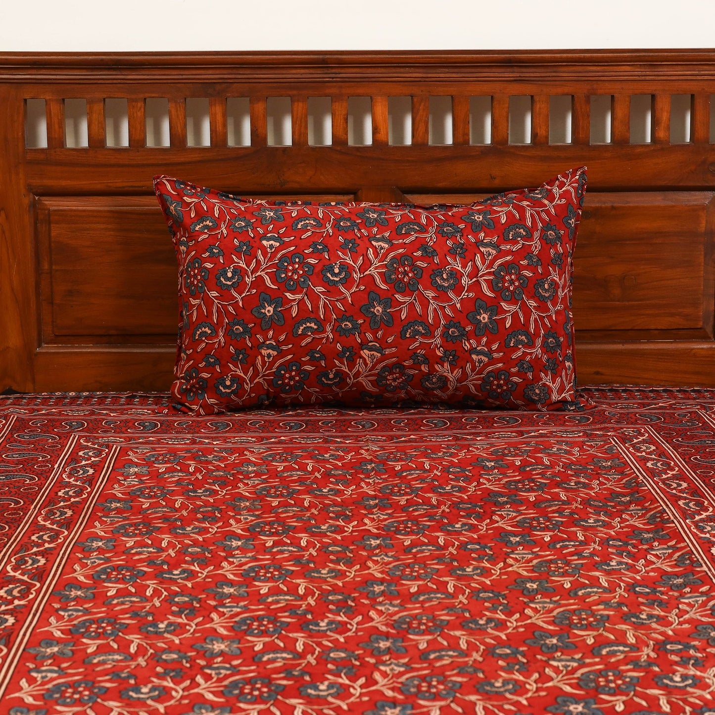 Red - cotton single bed sheet set (90 x 60 in) 21