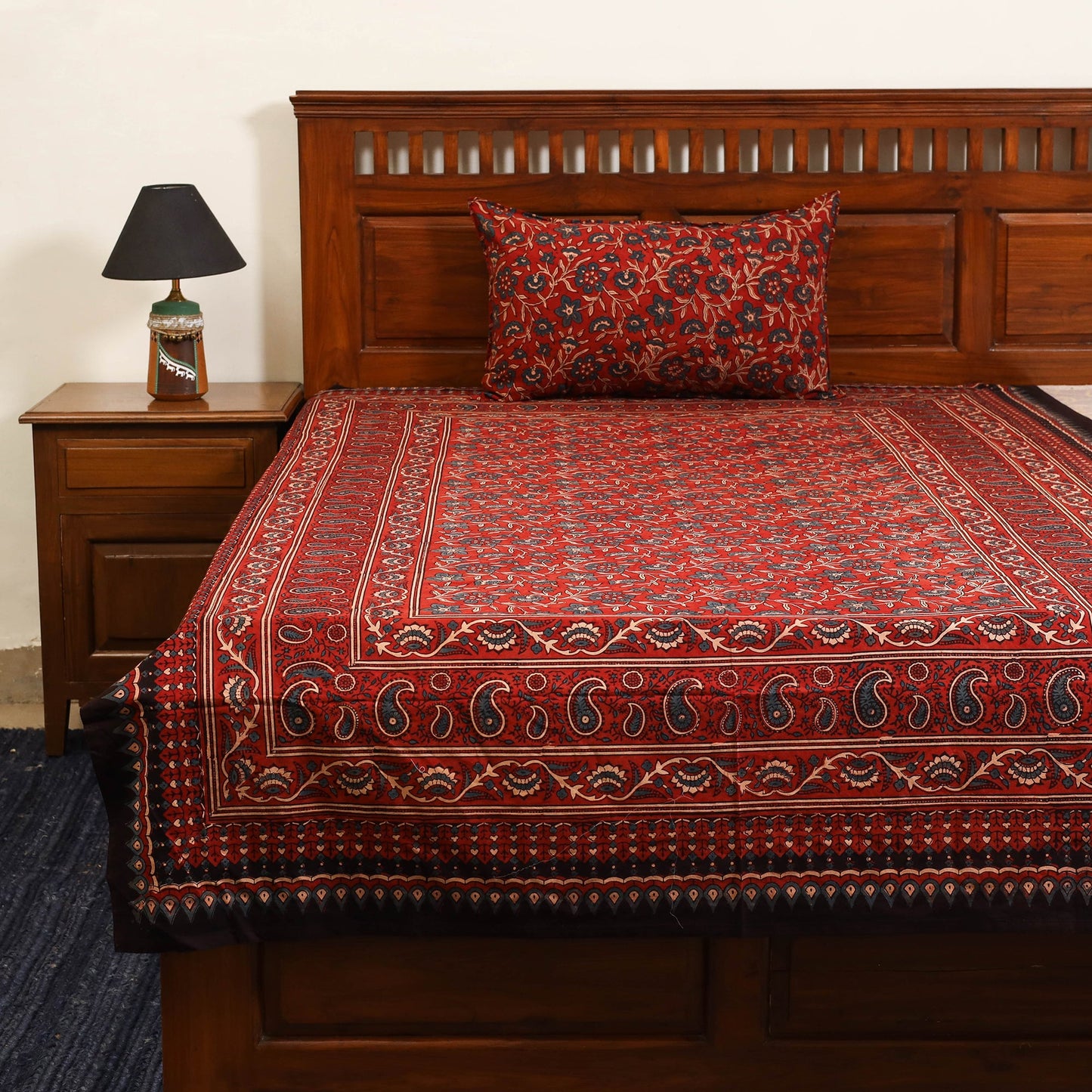 Red - cotton single bed sheet set (90 x 60 in) 21