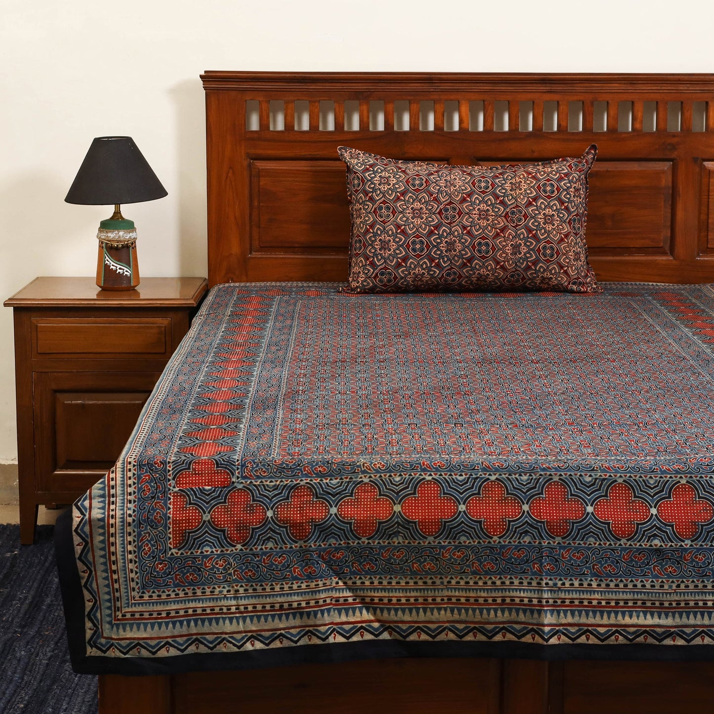 Red - cotton single bed sheet set (90 x 60 in) 22