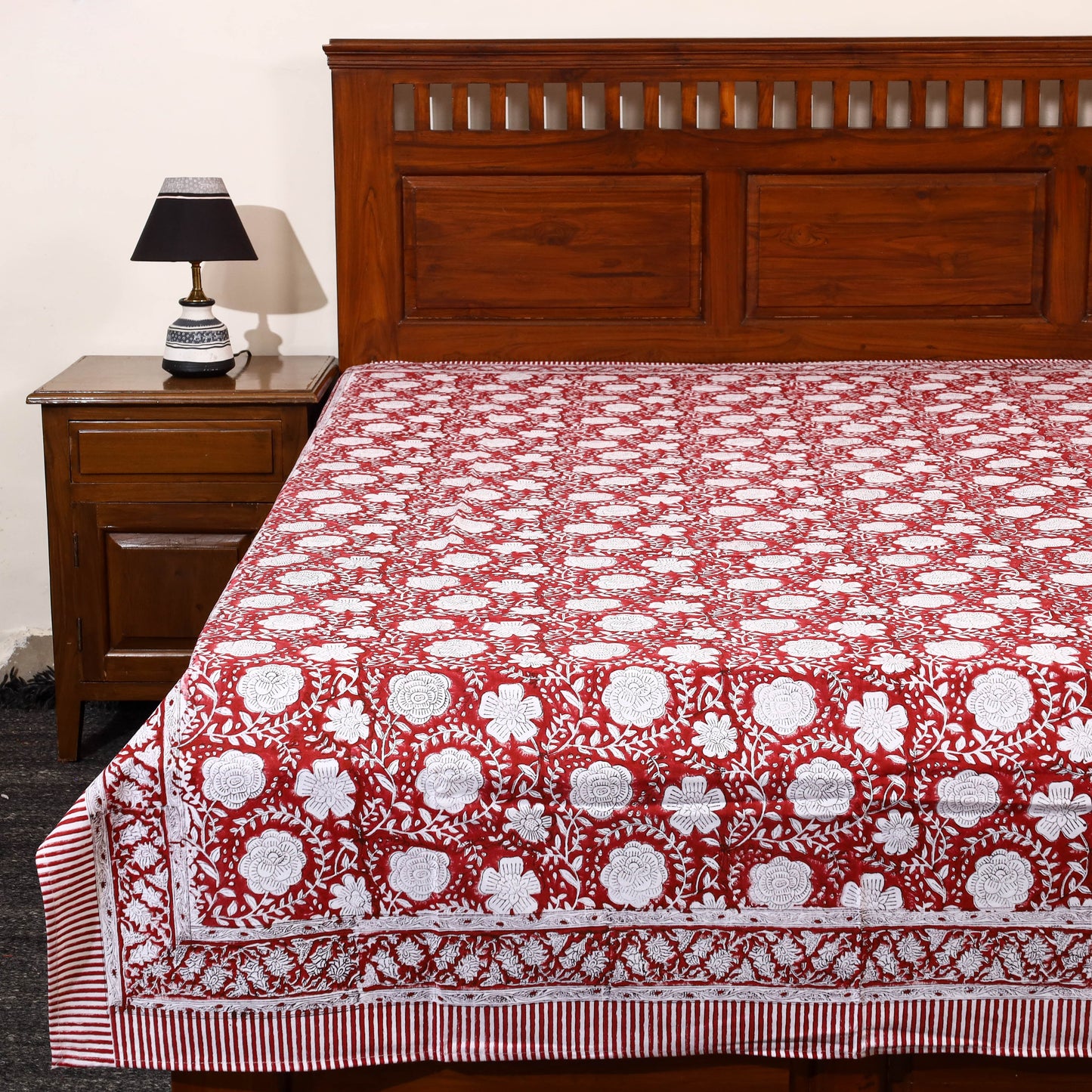 Buy Block Print Cotton Single Sanganeri Bed Sheet
