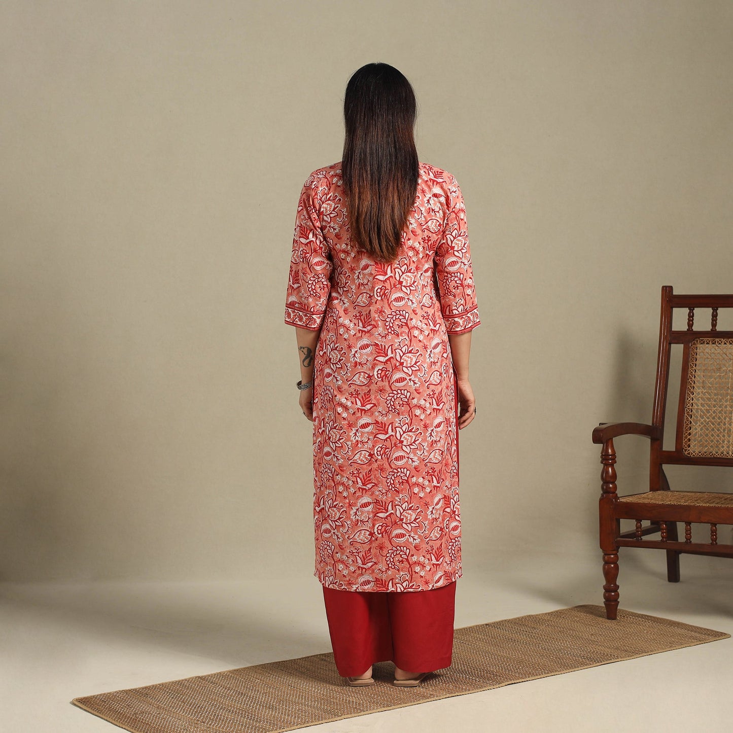 Block Print Cotton Straight Sanganeri Kurta