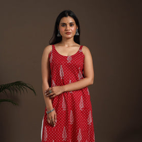 Red - cotton straight sanganeri kurta 17 - handcrafted