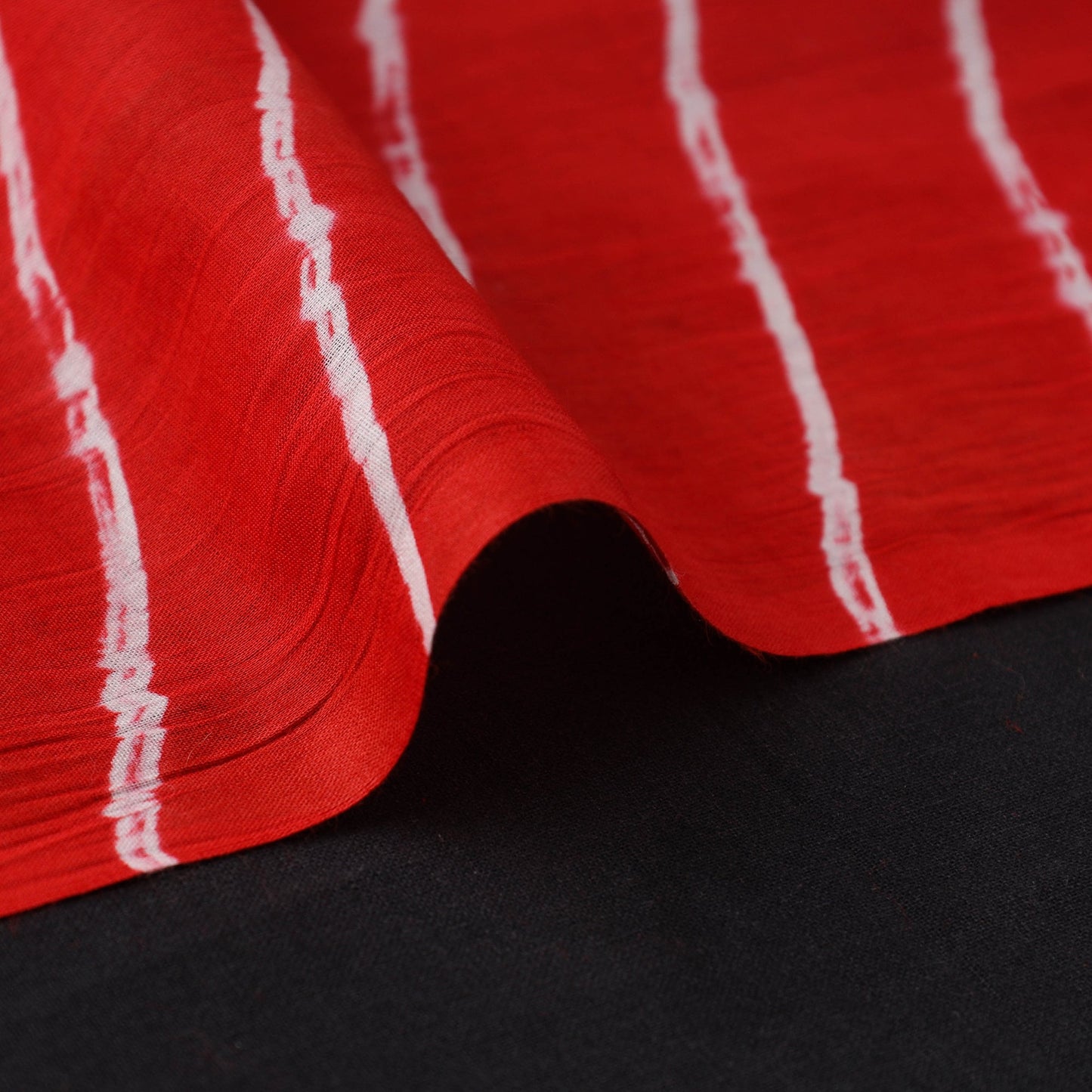 Red Handloom Cotton Tie-Dye Leheriya Fabric
