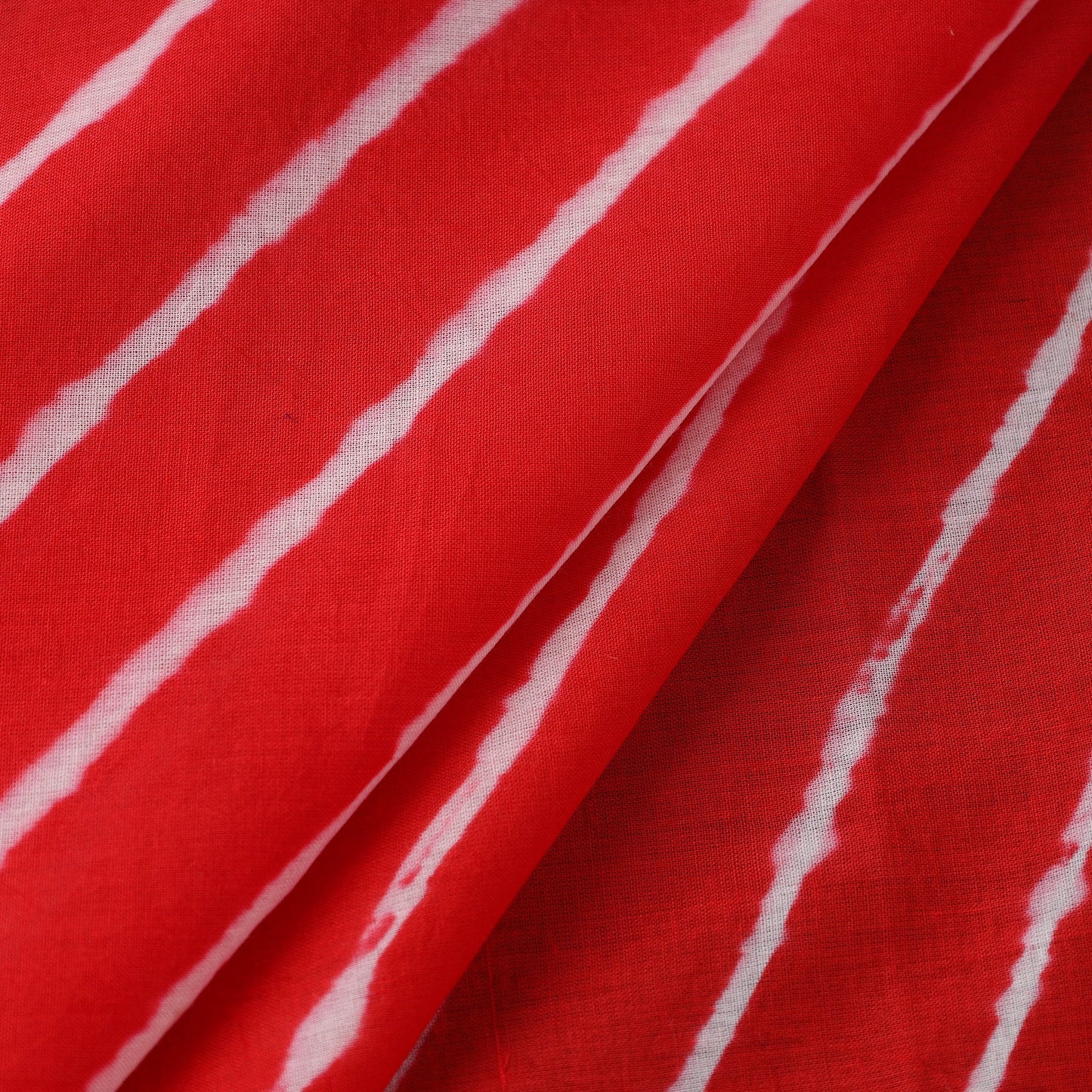 Red Handloom Cotton Tie-Dye Leheriya Fabric