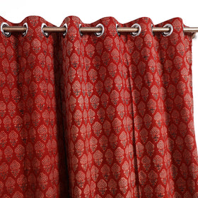Buy Red Block Print Cotton Window Ajrakh Curtain