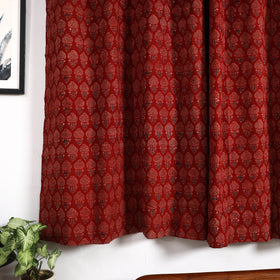 Buy Red Block Print Cotton Window Ajrakh Curtain
