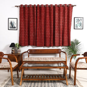 Buy Red Block Print Cotton Window Ajrakh Curtain
