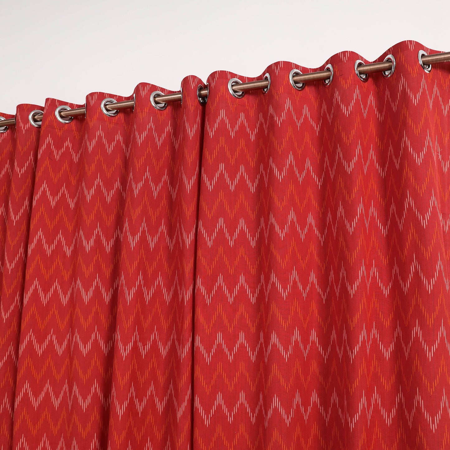 Red - cotton window pochampally ikat curtain (5 x 3 feet)