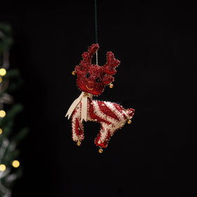 Red - deer - hand embroidered felt christmas decor ornament