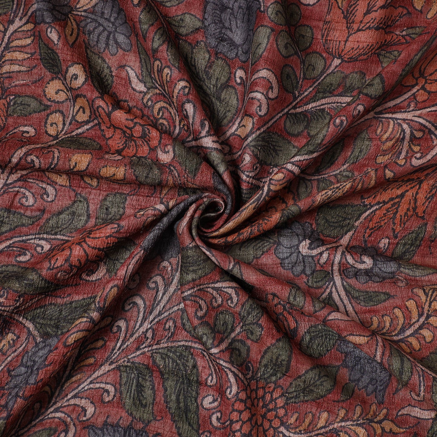 Red - desi tussar silk handpainted srikalahasti pen