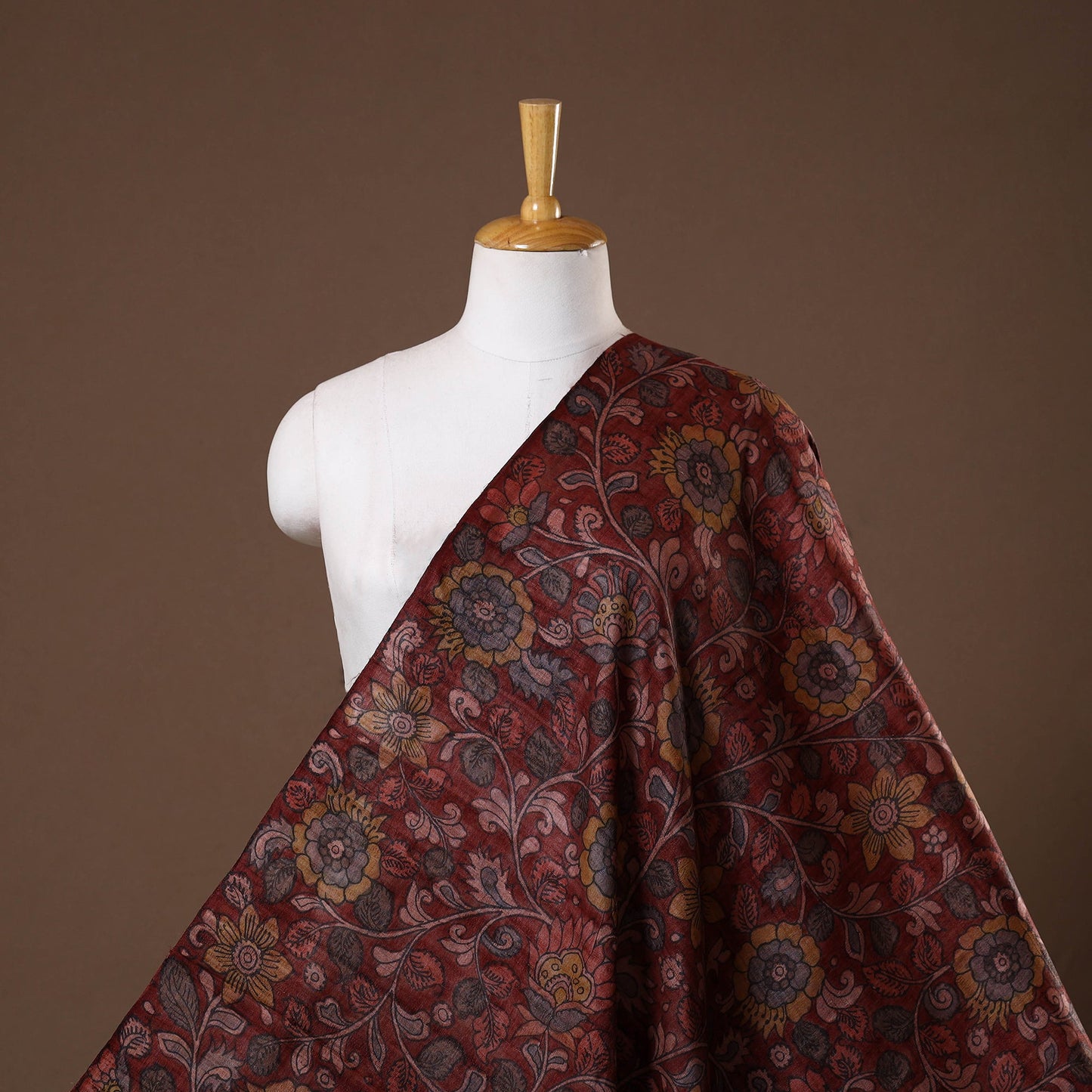 Red - desi tussar silk handpainted srikalahasti pen