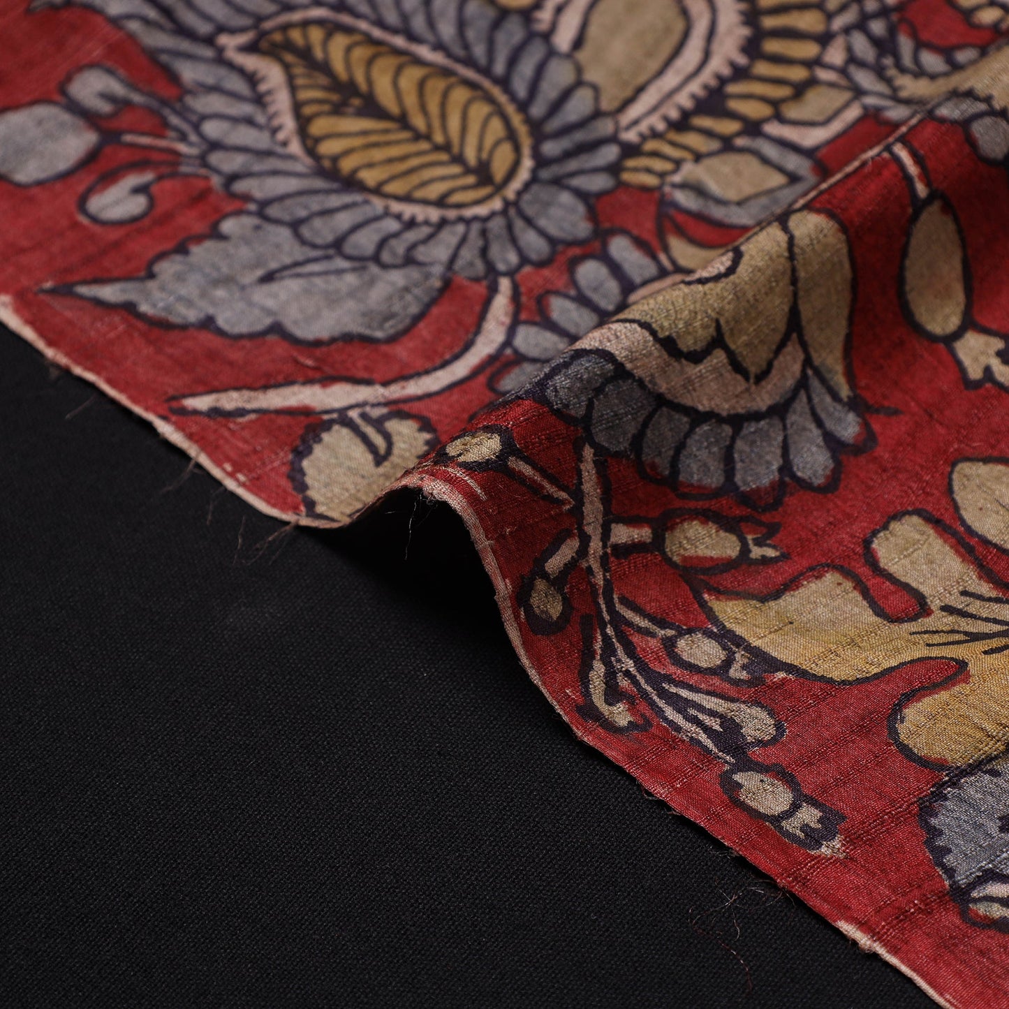 Red - desi tussar silk handpainted srikalahasti pen