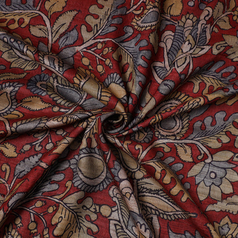 Red - desi tussar silk handpainted srikalahasti pen