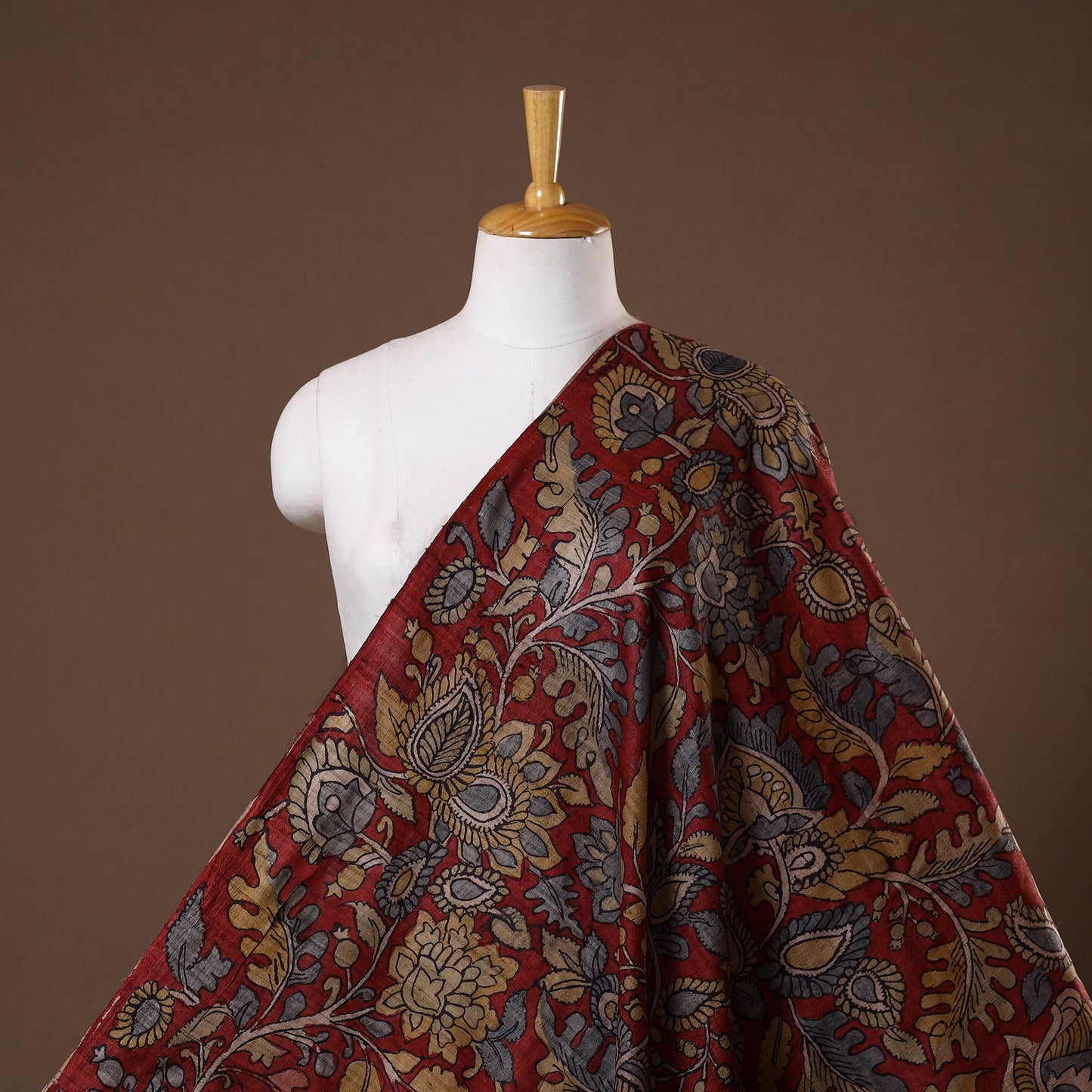 Red - desi tussar silk handpainted srikalahasti pen