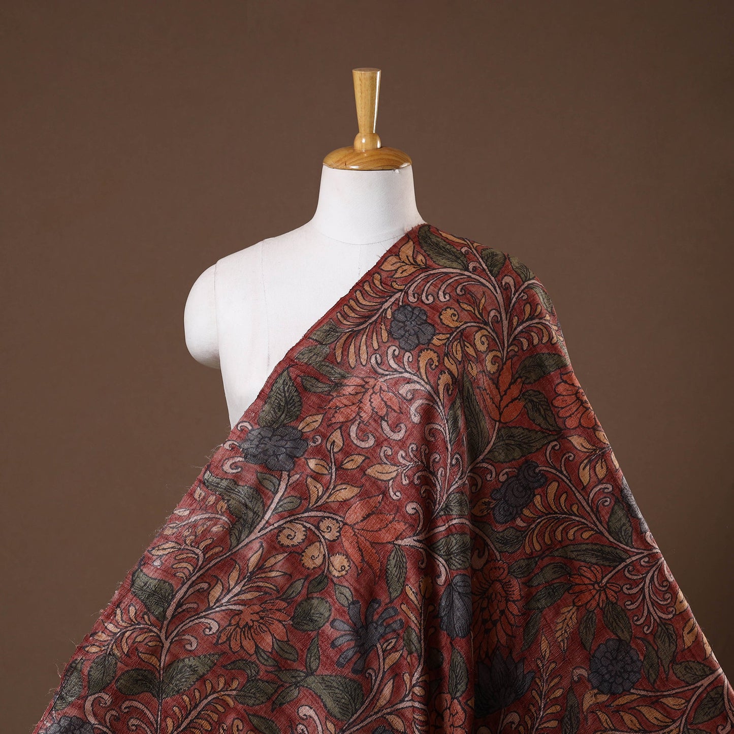 Red - desi tussar silk handpainted srikalahasti pen