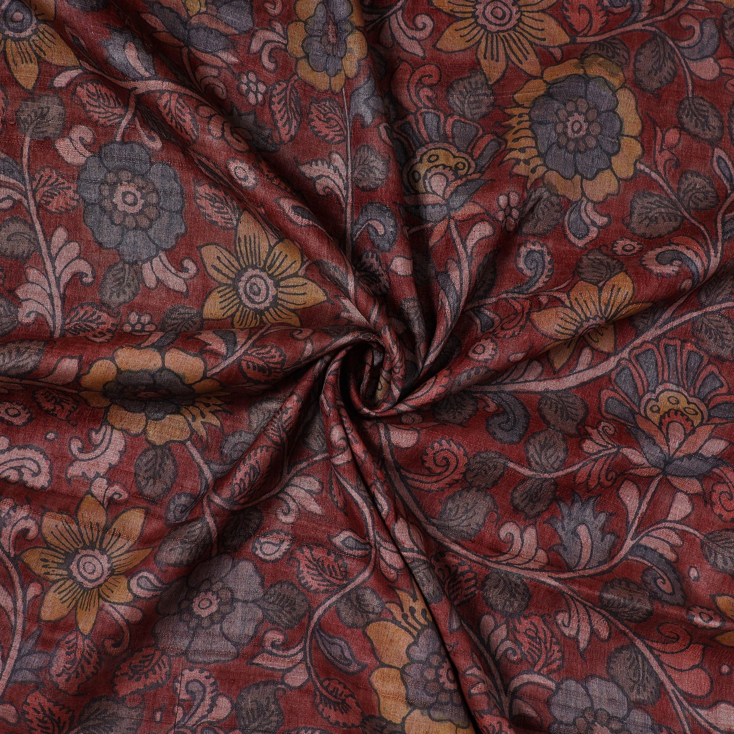 Red - desi tussar silk handpainted srikalahasti pen