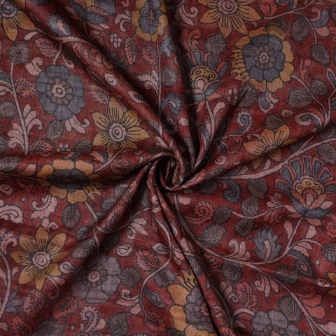 Red - desi tussar silk handpainted srikalahasti pen