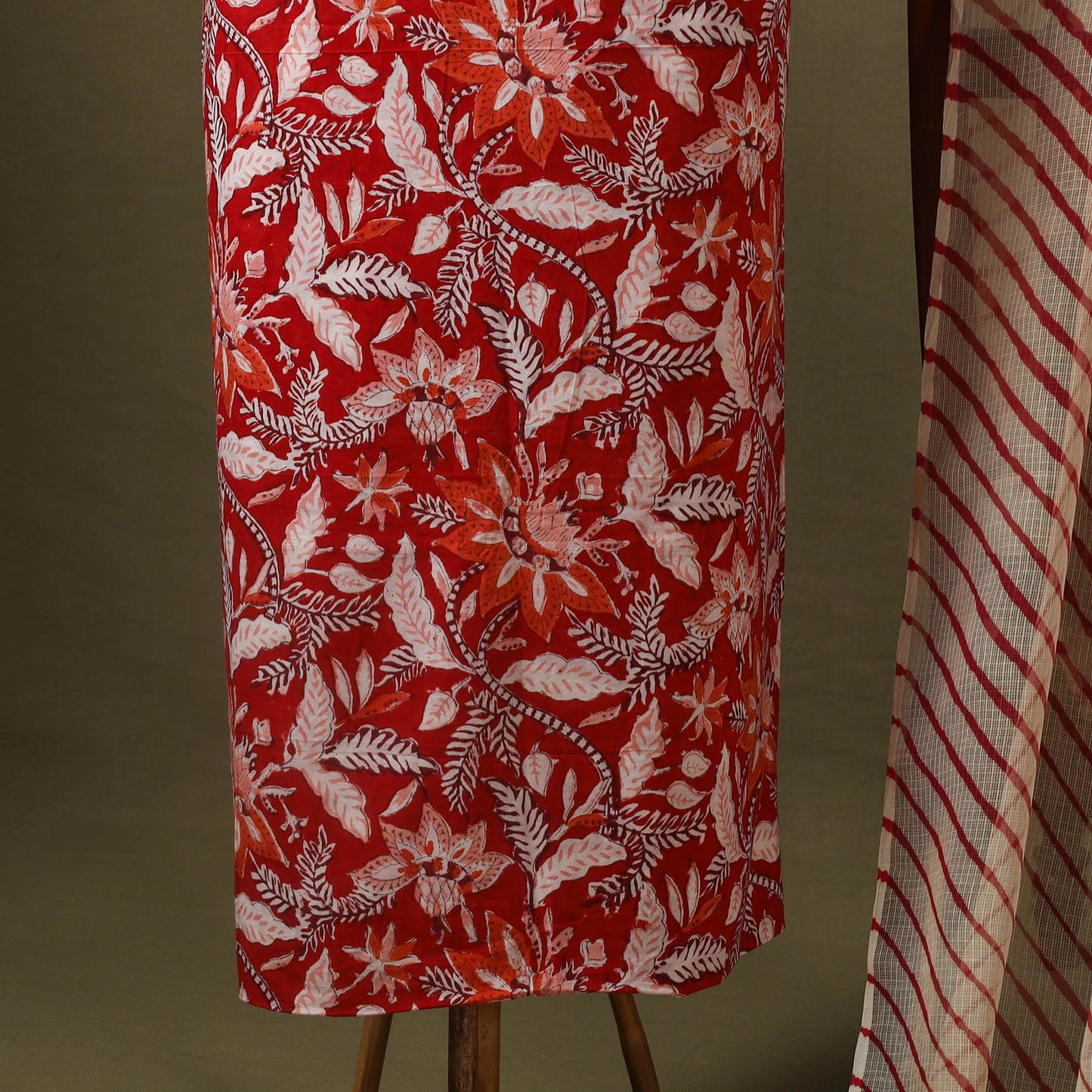 Red - designer! Cotton unstitched dress material