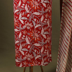 Red - designer! Cotton unstitched dress material