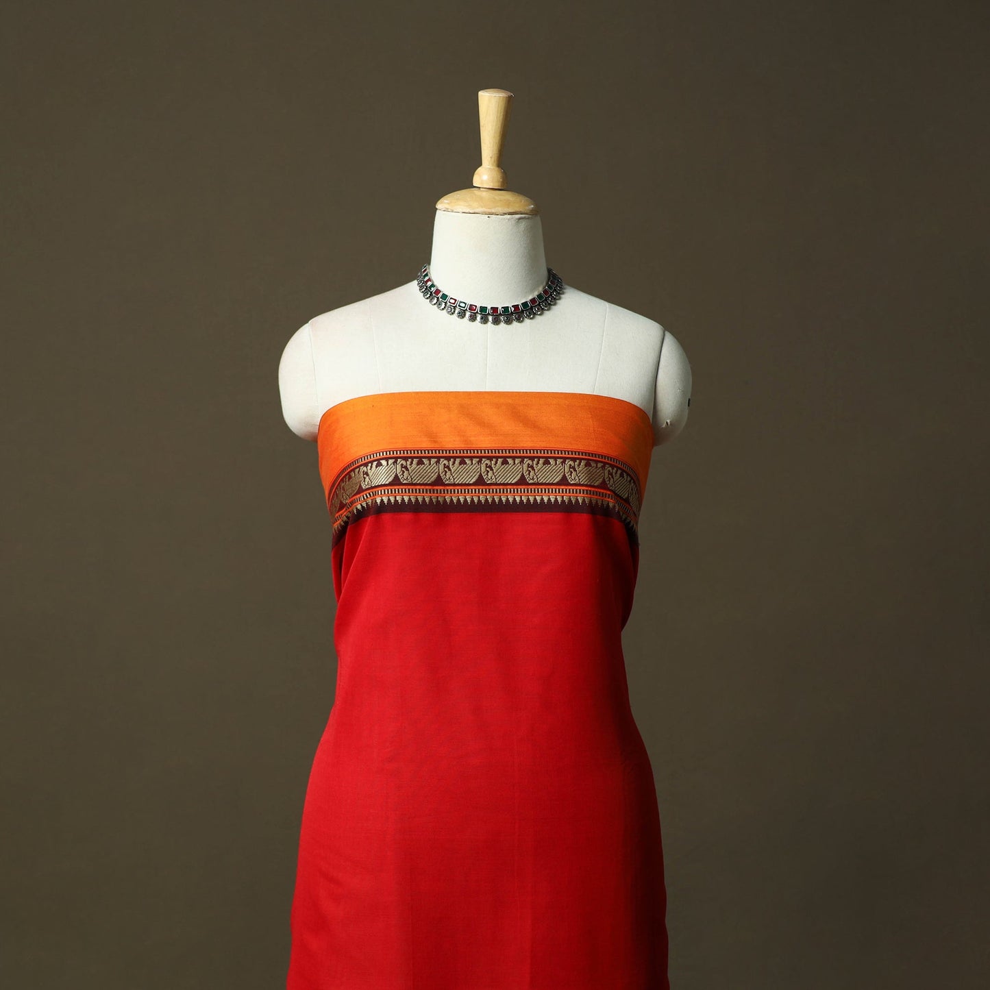 Dharwad cotton 3pc unstitched dress material with border 08