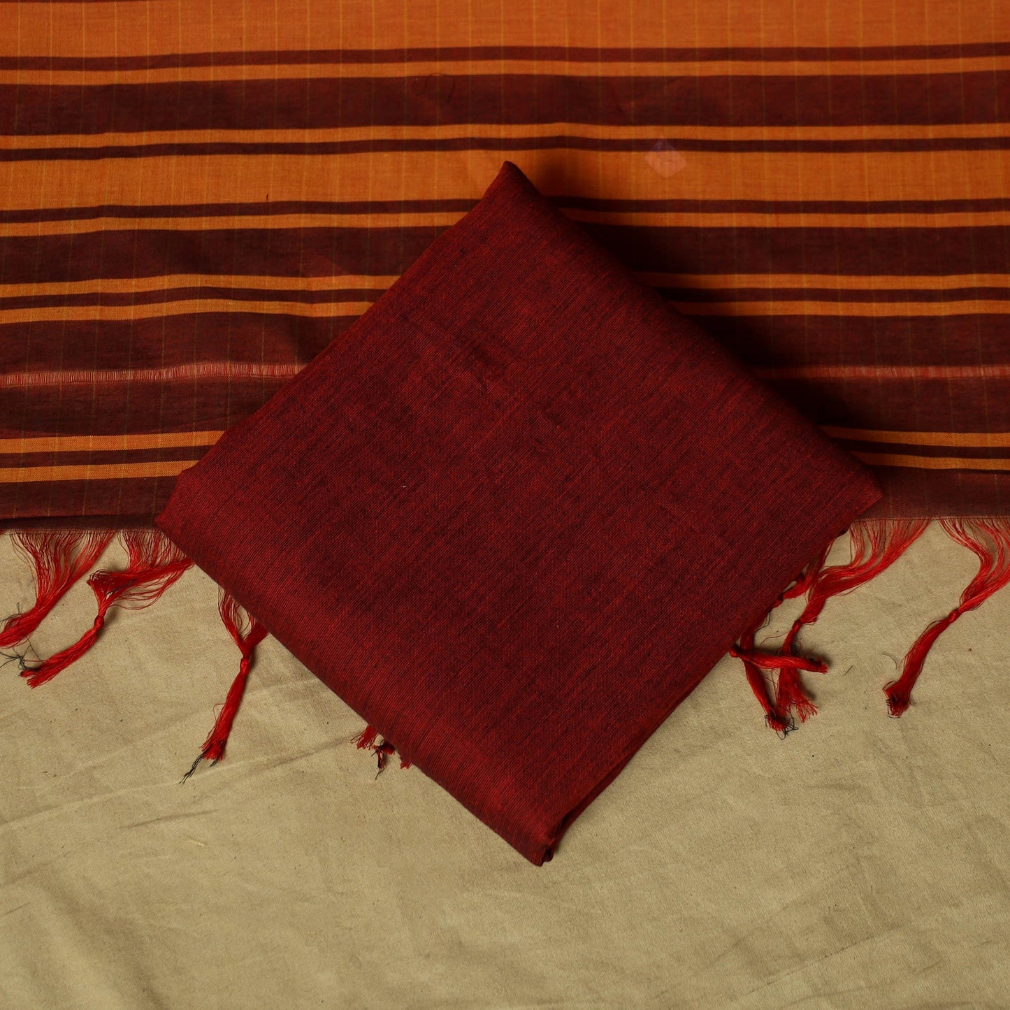 Dharwad cotton 3pc unstitched dress material with border