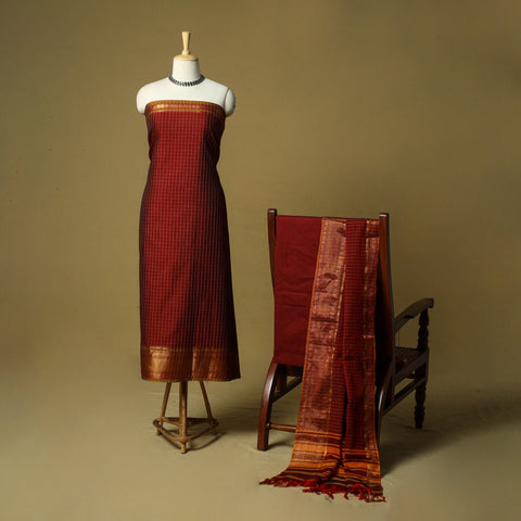 Dharwad cotton 3pc unstitched dress material with border