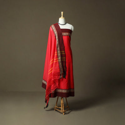 Dharwad cotton 3pc unstitched dress material with border 90