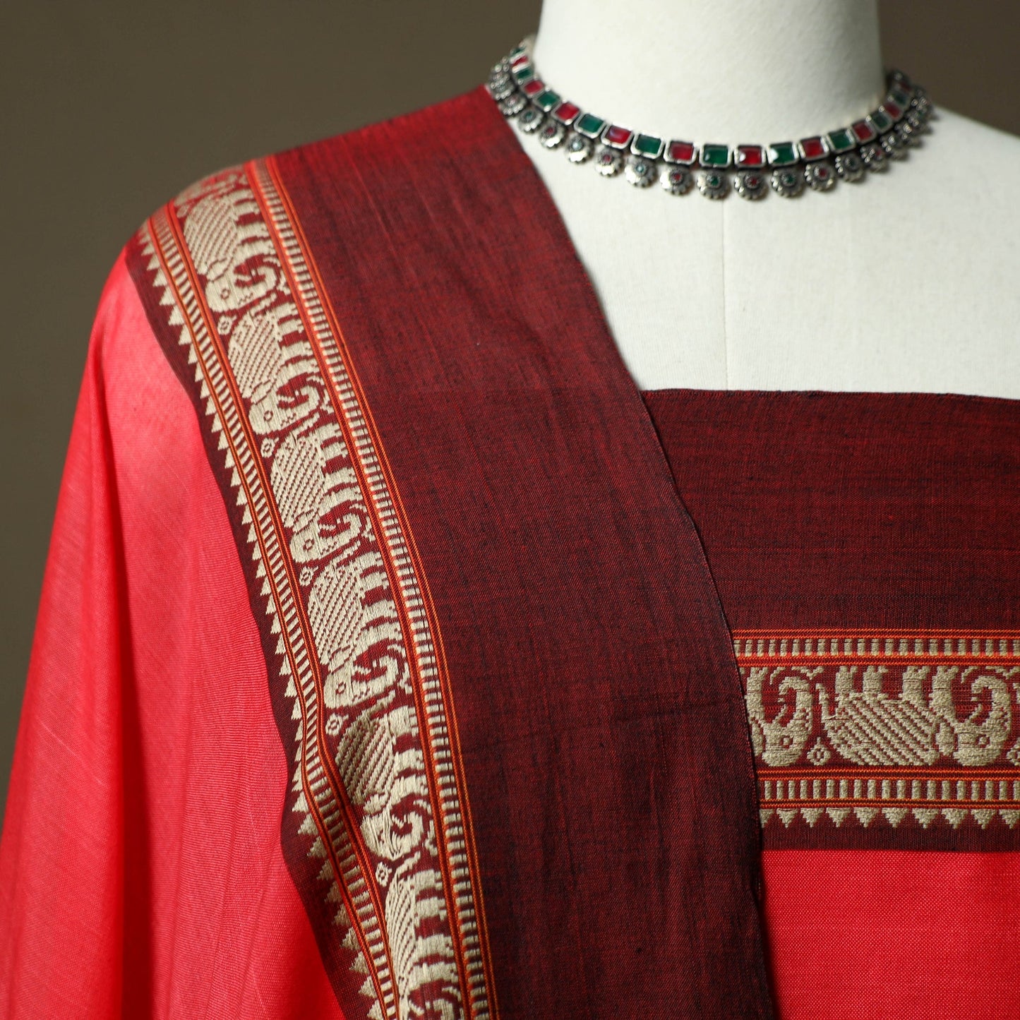 Dharwad cotton 3pc unstitched dress material with border 90