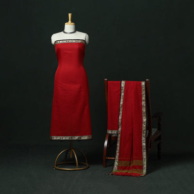 Dharwad cotton 3pc unstitched dress material with thread